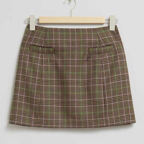 & Other Stories Dresses & Skirts - & Other Stories A-Line Brown Green Purple Plaid Nilsson Wool Mini Skirt -10
